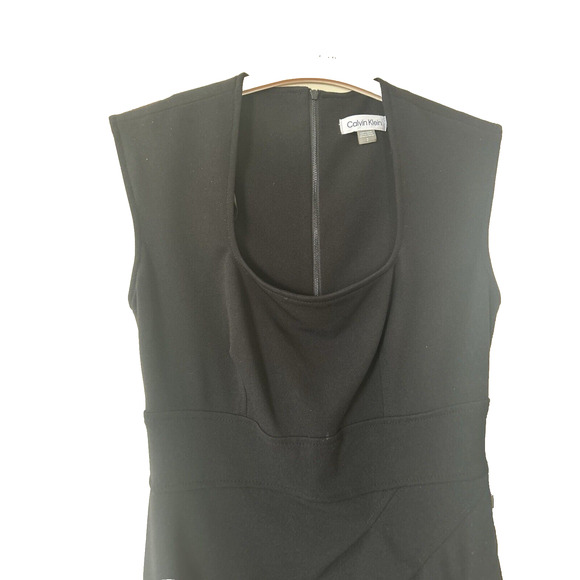 NWT Calvin Klein Bodycon Sheath Dress Black Stretch Draped Size 2 Retail $134 - Picture 2 of 9